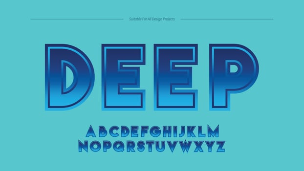 Deep Blue Gradient Graphic Alphabet Font vector