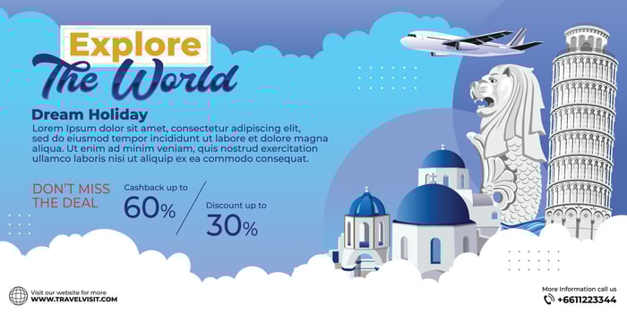World Travel Vector Illustration. Tour and Travel Graphic design for banners and flyer