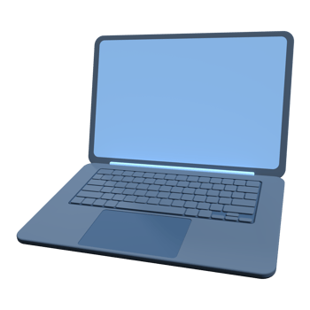 3d illustration laptop isolated on transparent background. Minimal laptop isolated. Blank display. Futuristic technology concept. 3d rendering png