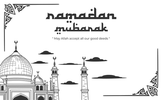 Ramadan mubarak background vector illustration in black and white style