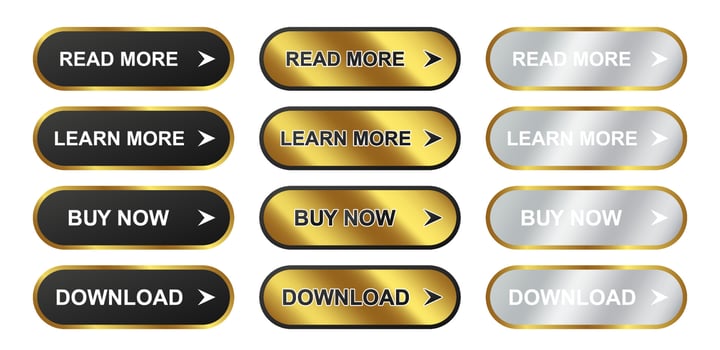 set golden luxury button website design gradient decorate program modern look template vector