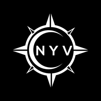 NYV abstract monogram shield logo design on black background. NYV creative initials letter logo. vector