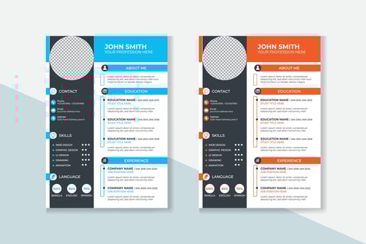 Professional CV resume template design vector