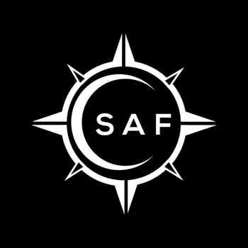 SAF abstract technology circle setting logo design on black background. SAF creative initials letter logo concept. vector