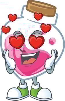 Pink potion cartoon character style vector