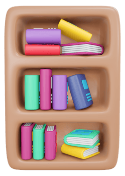3D Rendering back to school book shelves cartoon style. 3D Render illustration. png