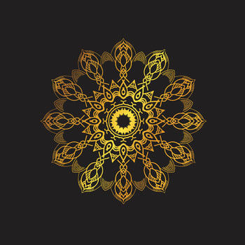 Vector luxury ornamental mandala design background in gold color vector