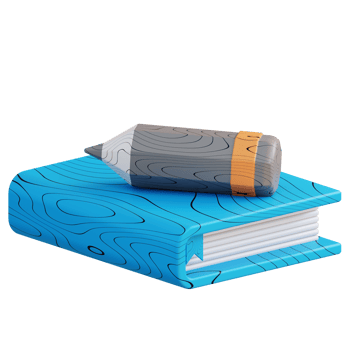 3D Illustration of a pencil over a book png