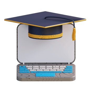 3D illustration laptop and online graduation png