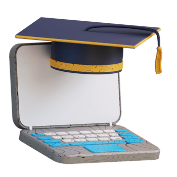 3D illustration laptop and online graduation png