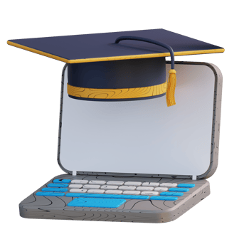 3D illustration laptop and online graduation png