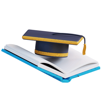 3D illustration of graduation hat and book png