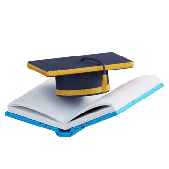 3D illustration of graduation hat and book png