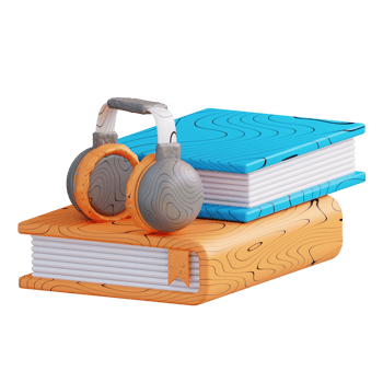 3D illustration of headset and audio book png