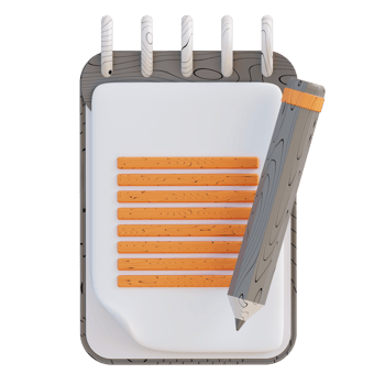 3D illustration of pencil and notebook png