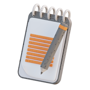 3D illustration of pencil and notebook png