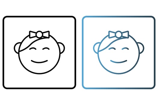 Baby girl icon illustration. icon related to baby care. outline icon style. Simple vector design editable