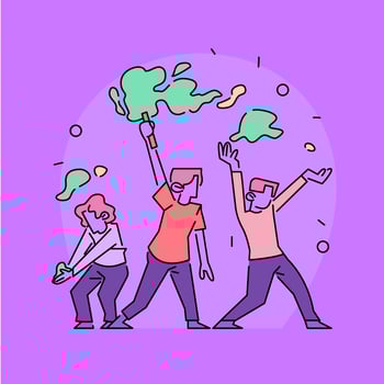 Illustrating the Joy of Holi with Playful Characters. A Festive Vector Design