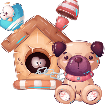 Dog Animal in Kennel Cartoon Character png