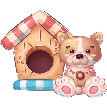 Dog Animal in Kennel Cartoon Character png