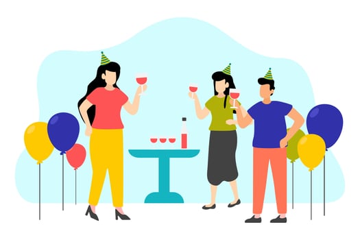 Birthday Party Flat Design Illustration vector