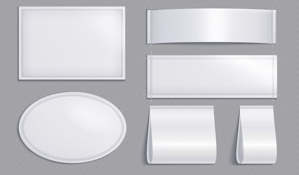 Blank clothes tags, fashion labels with seams vector