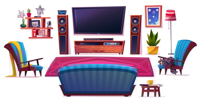 Living room furniture set isolated on background vector