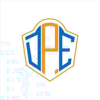 DPE abstract monogram shield logo design on white background. DPE creative initials letter logo. vector