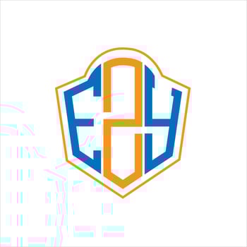 EZY abstract monogram shield logo design on white background. EZY creative initials letter logo. vector