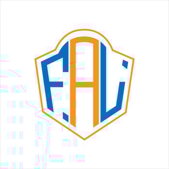 FAL abstract monogram shield logo design on white background. FAL creative initials letter logo. vector