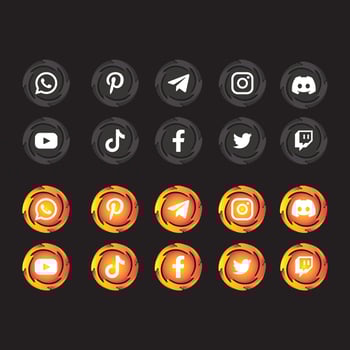 Social Media Icons button Free Vector