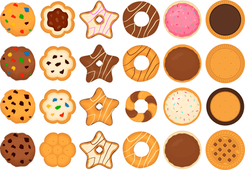 Various sweet tasty cookie png