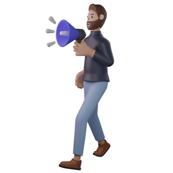 Man holding megaphone 3d png