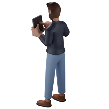 Man using tablet 3d png