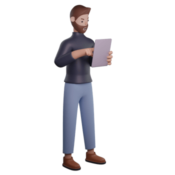 Man using tablet 3d png