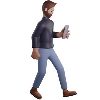 Man walk using mobile 3d png