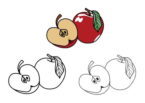 coloring pages of vegetables and apples for kids vector