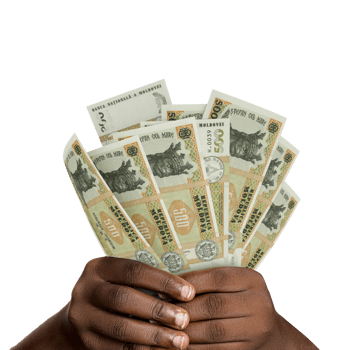 Black hands holding 3D rendered Moldovan leu notes. closeup of Hands holding Moldovan currency notes png