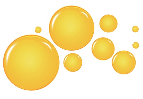 Golden, yellow oil drops, bubbles vector illustration. Oil and water bubbles background.