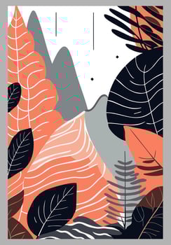 Flat plant posters. Gradient abstract geometric banners with copy space floral frames, jungle leaves and plants vector