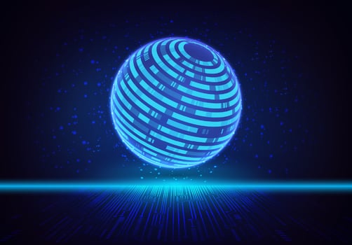 Modern Holographic Globe on Technology Background vector