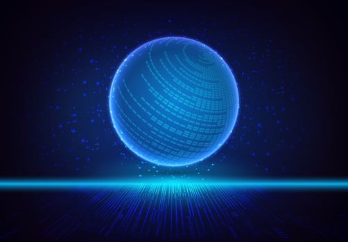 Modern Holographic Globe on Technology Background vector