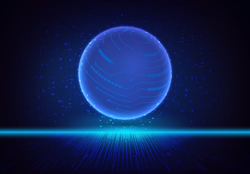 Modern Holographic Globe on Technology Background vector