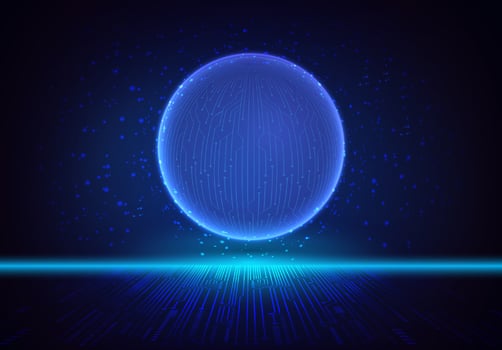 Modern Holographic Globe on Technology Background vector