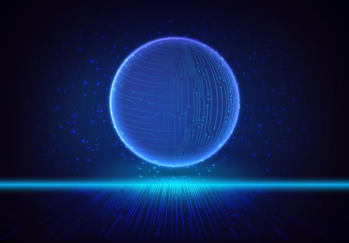 Modern Holographic Globe on Technology Background vector