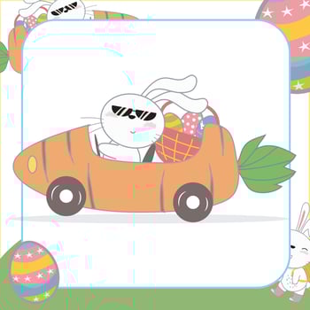 Cute easter bunny flashcard for Children. Ready to print. Printable game card. Educational card for preschool. Vector file.