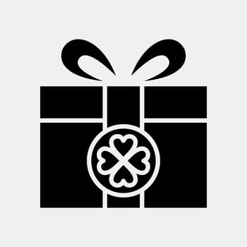 Icon st patricks gift box. St. Patrick's Day celebration elements. Icons in glyph style. Good for prints, posters, logo, party decoration, greeting card, etc. vector