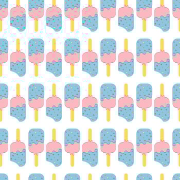 Seamless Colorful Ice Cream Pattern. Ice Cream Dessert on a Wooden Stick. Vector illustration.