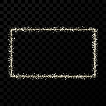 Silver glitter frame. Rectangle vertical frame with shiny sparkles on dark vector