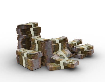 Stack of Jordanian Dinar notes. 3d rendering of bundles of money png
